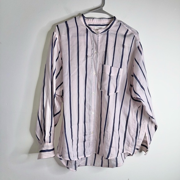 Isabel Marant Etoile Satchell Button Down Top 38 Striped Light Pink - Picture 3 of 12